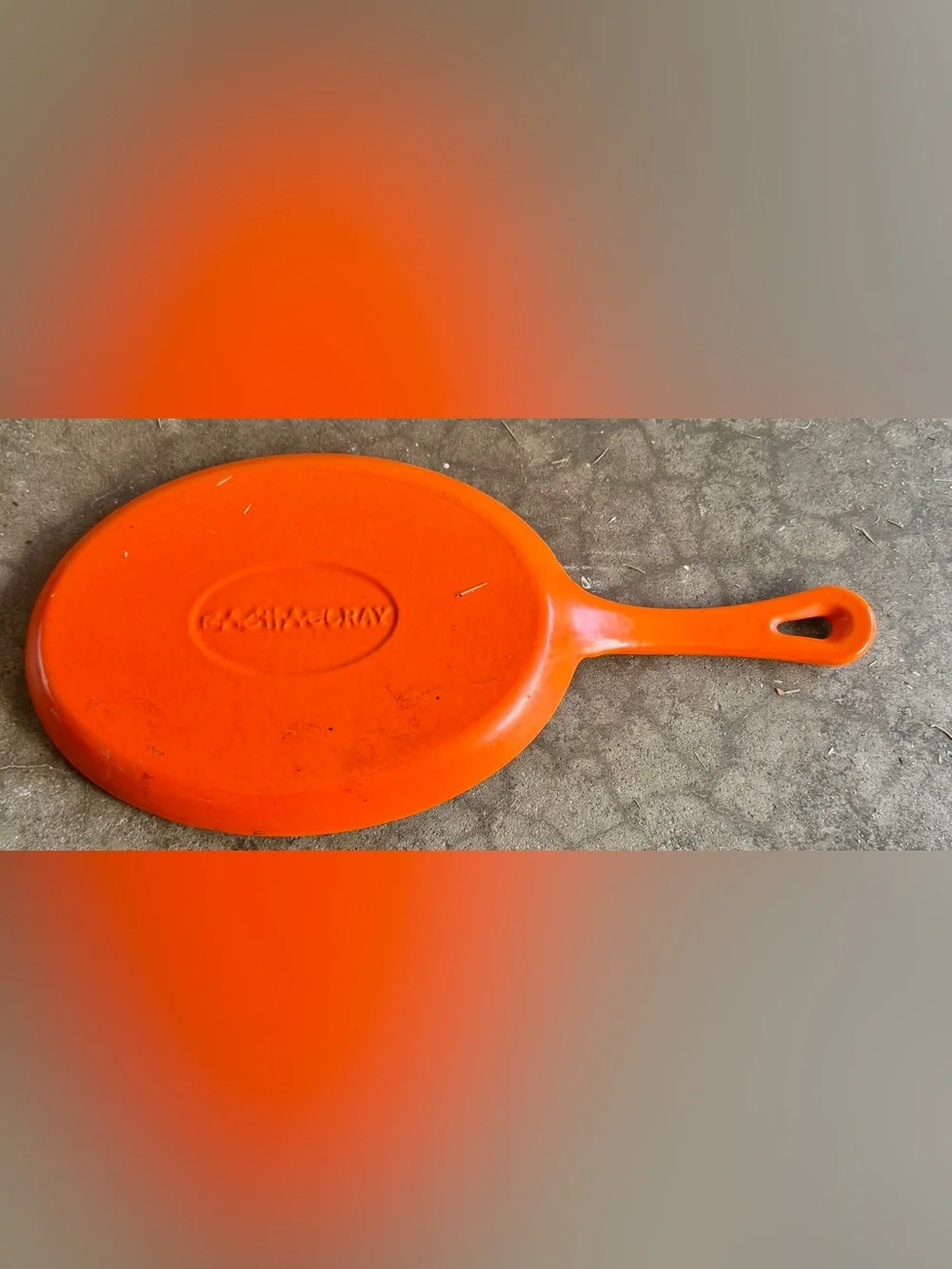 Rachael Ray Enamel Cast Iron Oval Fajita Fry Pan Skillet Orange